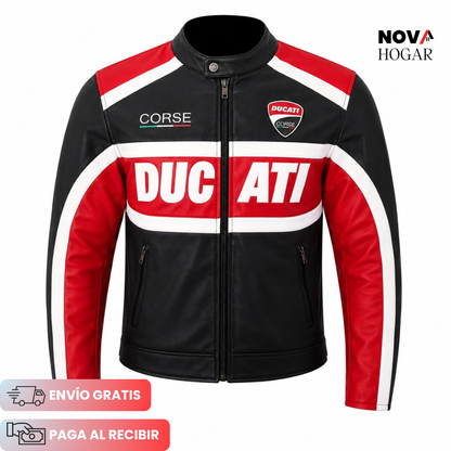 RossoCorsa™ Chaqueta de Cuero para Motociclistas