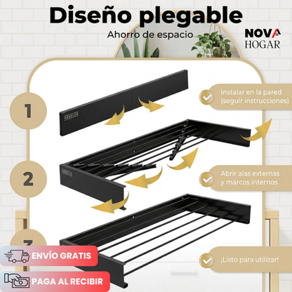 SlimDry™ Tendedero Plegable de Pared con Diseño Discreto 60cm