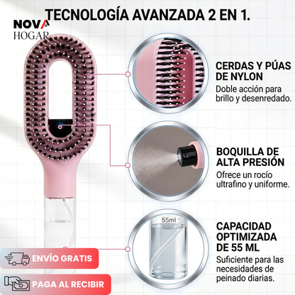 MistGlide™ Cepillo Antienredos Con Spray Hidratante
