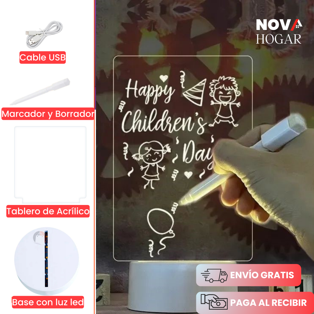 LightNote: Lámpara Moderna de Notas Creativa