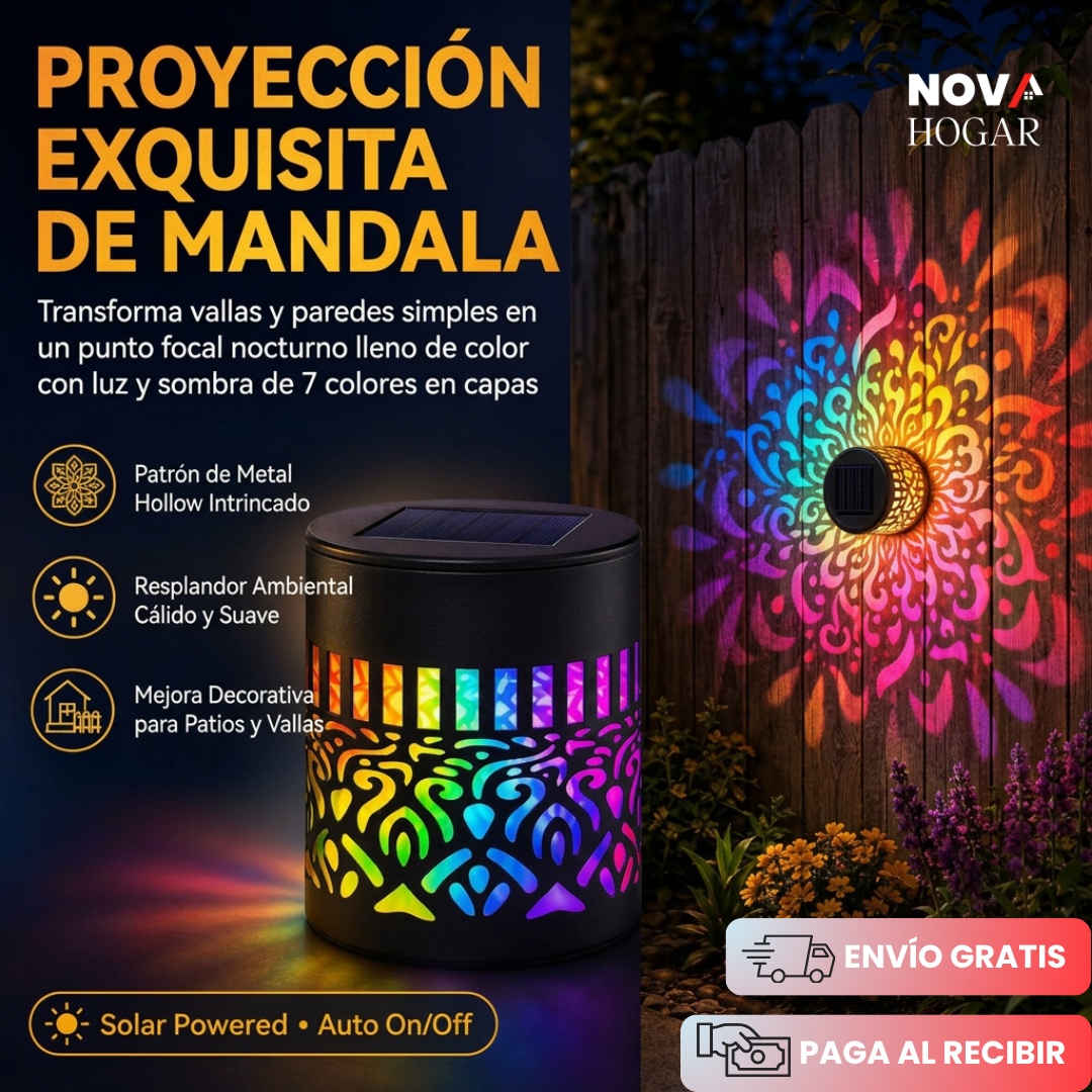 2x1 MandalaGlow™ Proyector Solar de Pared