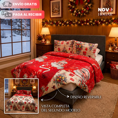 HolidayDream™ Set de Colcha Doble Faz Navideña