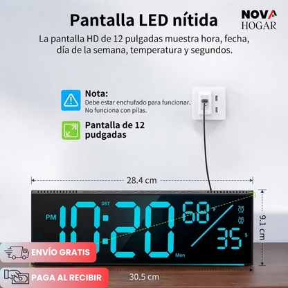 SmarTime™ Reloj Digital de Pared de Gran Tamaño