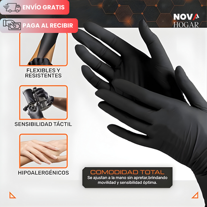 ArmorFlex™ Set x50 Guantes de Nitrilo Negro Ultra Resistentes