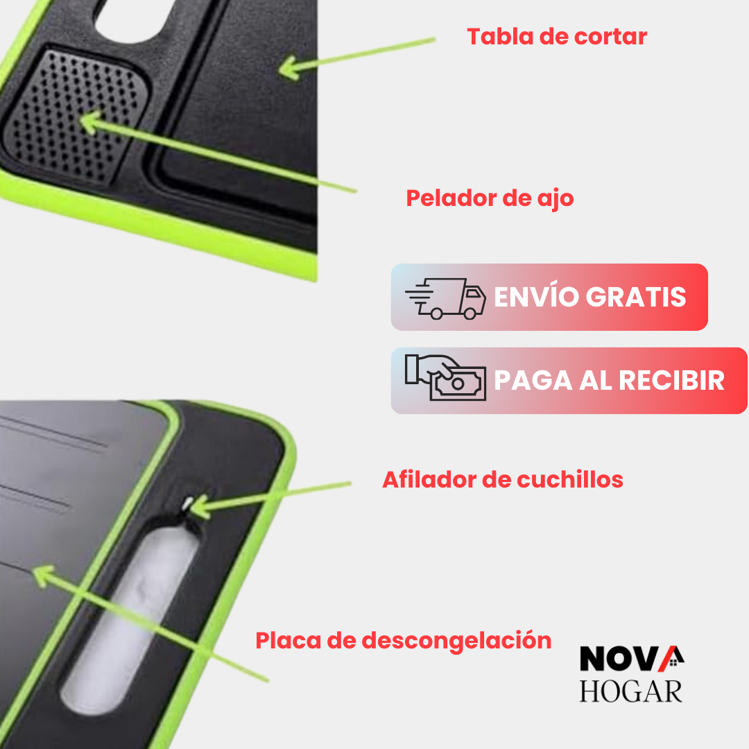 MultiSlice: Tabla Premium 4-en-1 con Descongelación Rápida