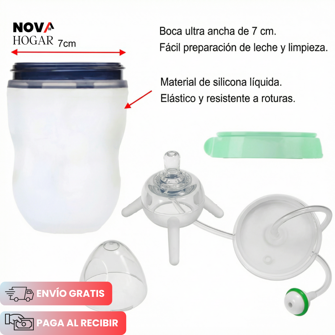 BabyQuiet™ Biberón Manos Libres con Sistema Anticólico