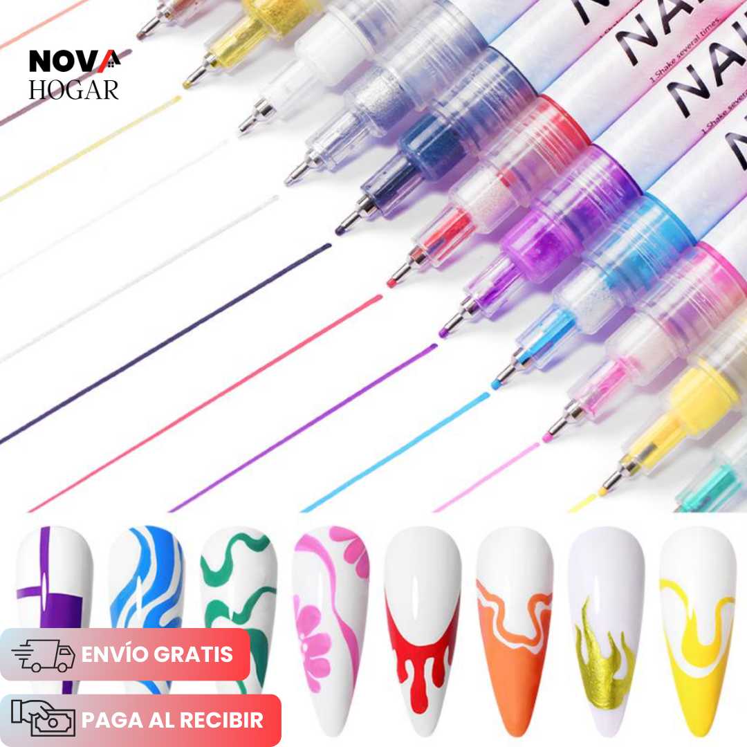 InstaNail™ Set de 12 Bolígrafos De Arte para Uñas