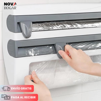 WrapStation™ Dispensador y Cortador de Rollos de Cocina 4 en 1