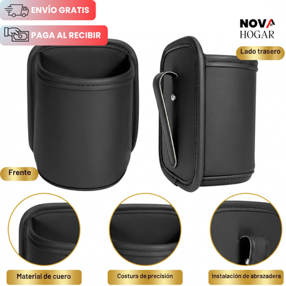 LuxPocket™ Portavasos de Cuero para Carro