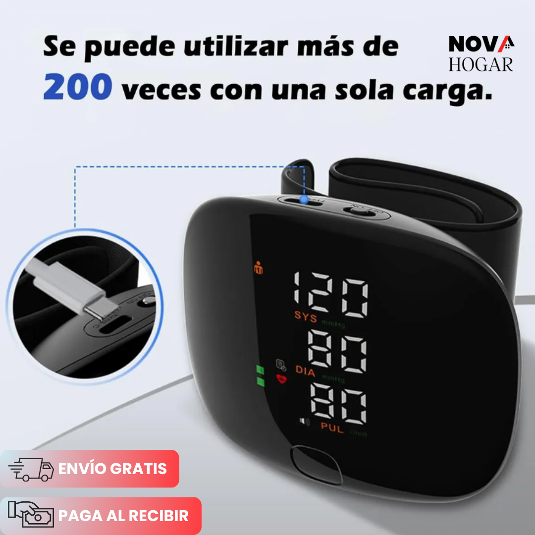PulseTrack™ Tensiómetro de Muñeca Recargable
