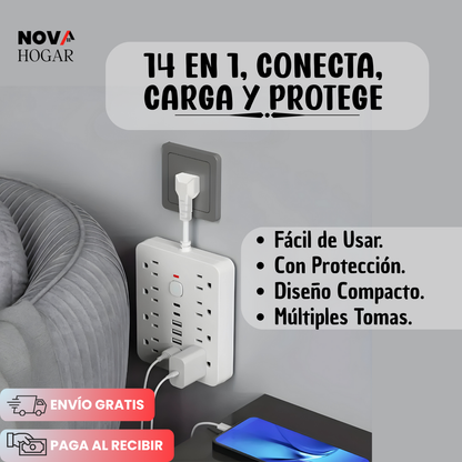 SafeCharge™ MultiToma 14 en 1 con Protección Avanzada
