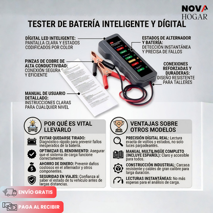 PowerTest™ Probador Digital de Batería y Alternador