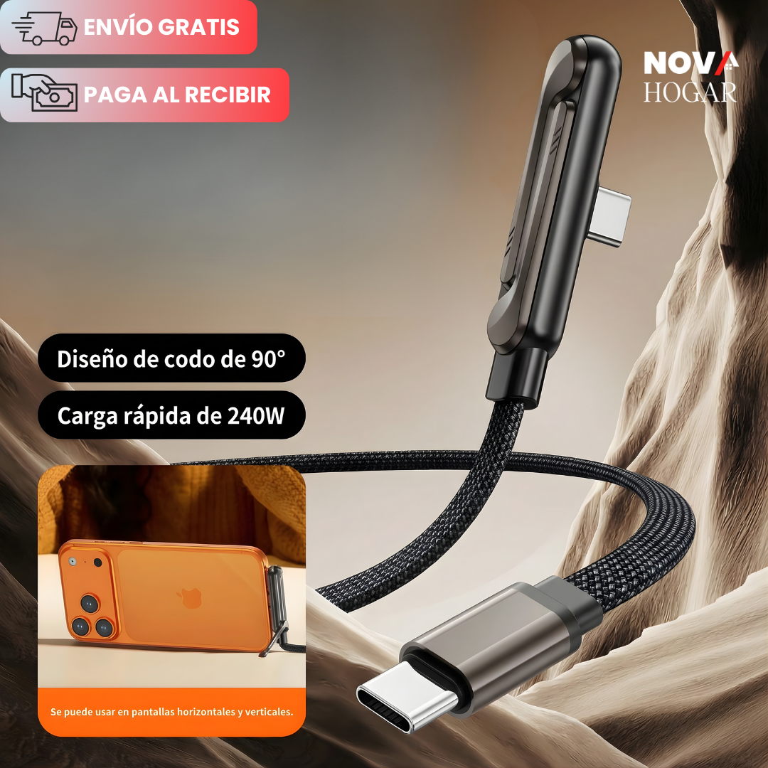 GameFlow™ Cable Tipo C con Conector 90° y Soporte