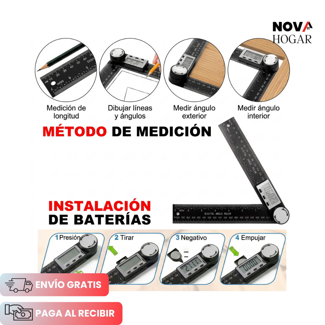 DigiAngle™ Regla para Ángulos con Pantalla LCD
