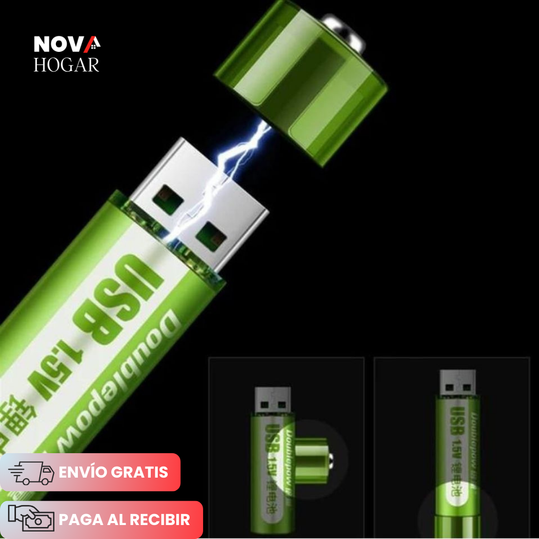 PowerCycle™ Par de Baterías AA Recargables con Puerto USB