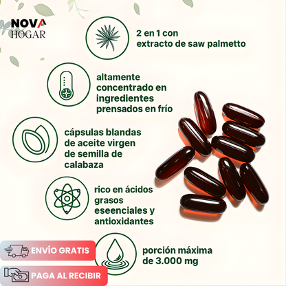 PunkiVital™ 90 Cápsulas con Aceite de Semilla de Calabaza