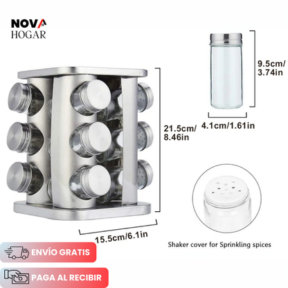 TasteTower™ Organizador de Especias Giratorio Premium