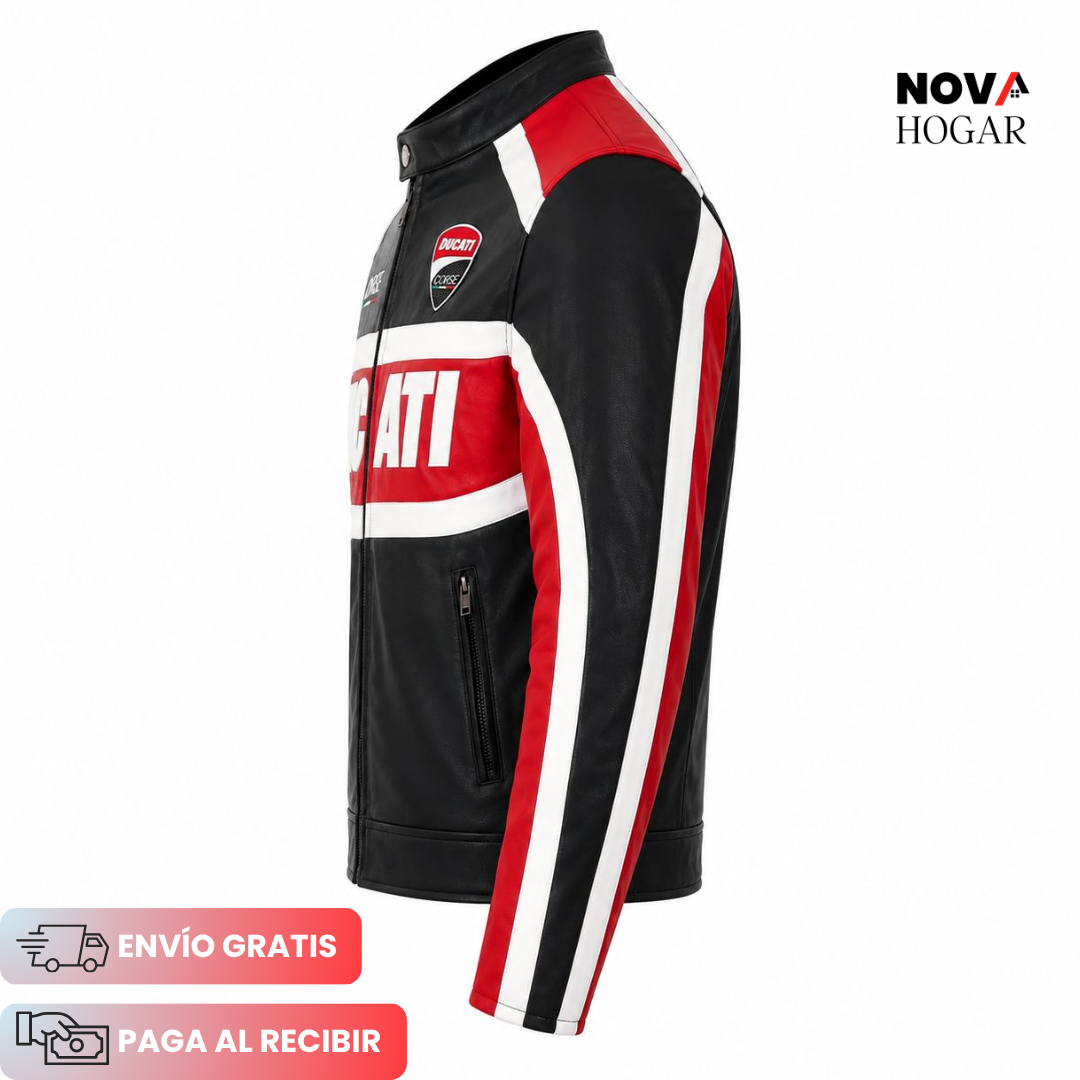 RossoCorsa™ Chaqueta de Cuero para Motociclistas