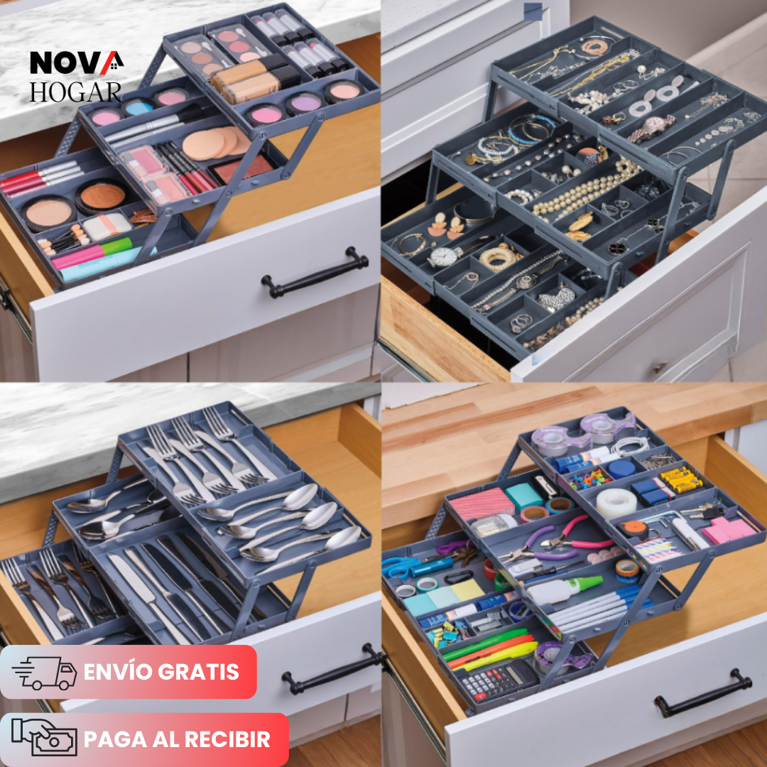 SlideBin™ Organizador de 3 Niveles Ajustable