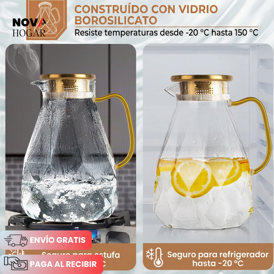 DiamondLux™ Set de Jarra y 4 Vasos de Cristal