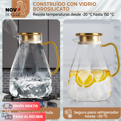 DiamondLux™ Set de Jarra y 4 Vasos de Cristal