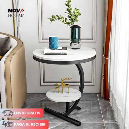 UrbanTier™ Mesa Auxiliar Elegante de Dos Niveles