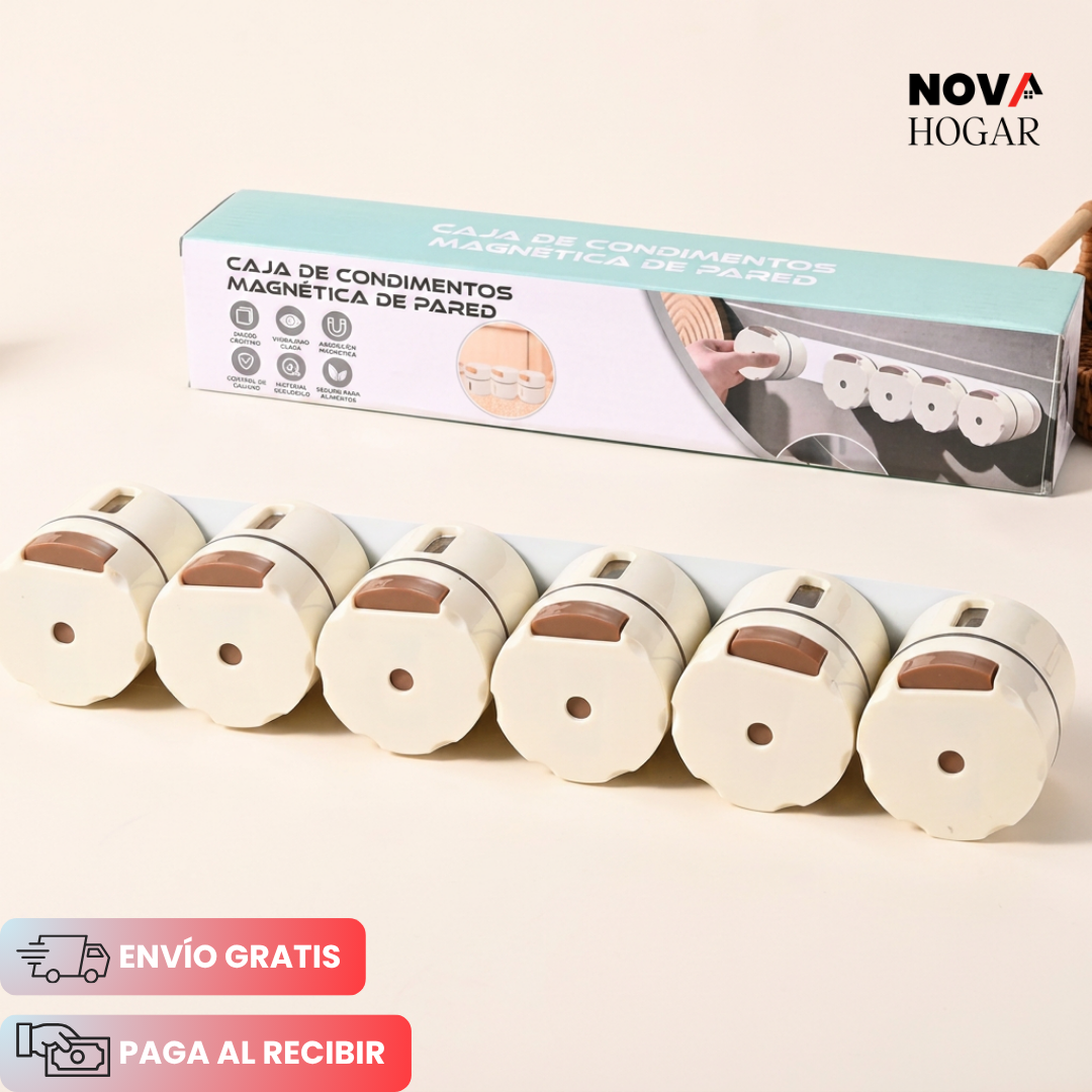MagnaSpice™ Pack x6 Condimenteros Magnéticos Para Cocina