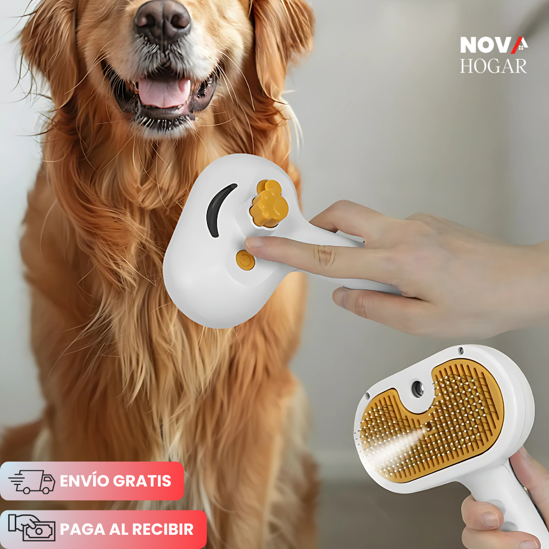 PuffPet™ Cepillo Autolimpiable para Mascotas con Vapor