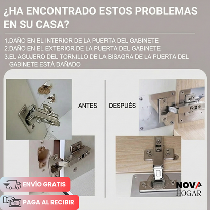 HingeFix™ Kit de Reparación Bisagras para Puertas Gabinete