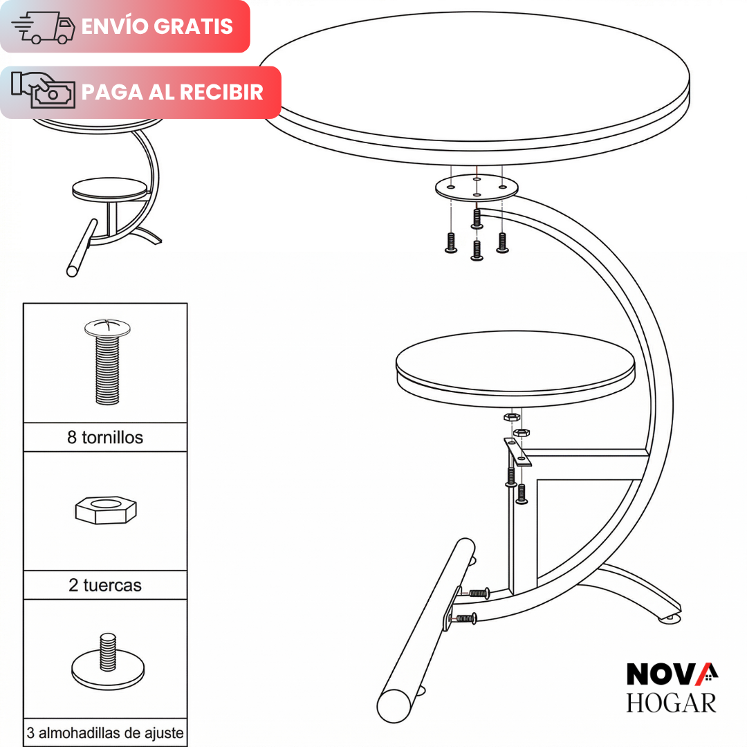UrbanTier™ Mesa Auxiliar Elegante de Dos Niveles