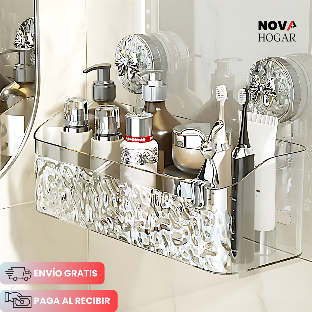 ClearWave™ Organizador de Baño con Ventosa