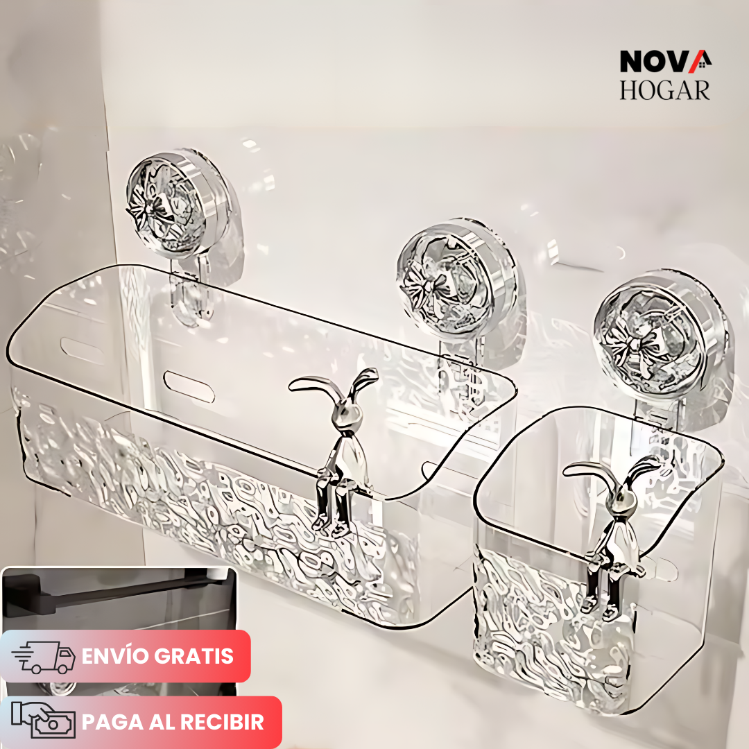 ClearWave™ Organizador de Baño con Ventosa