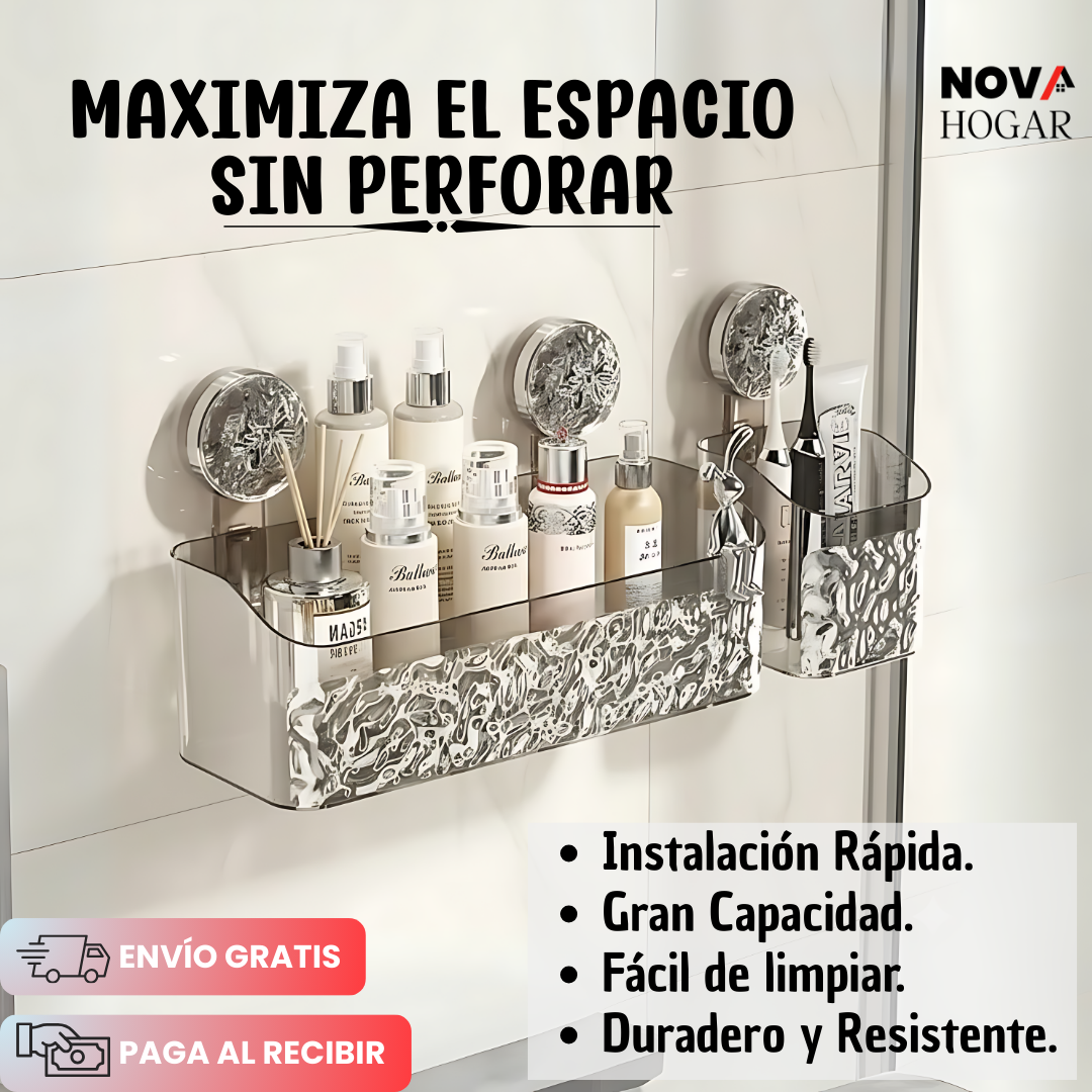ClearWave™ Organizador de Baño con Ventosa