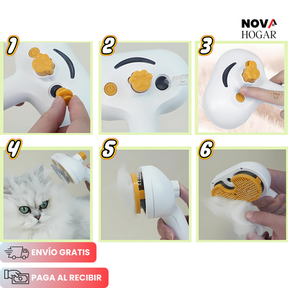 PuffPet™ Cepillo Autolimpiable para Mascotas con Vapor
