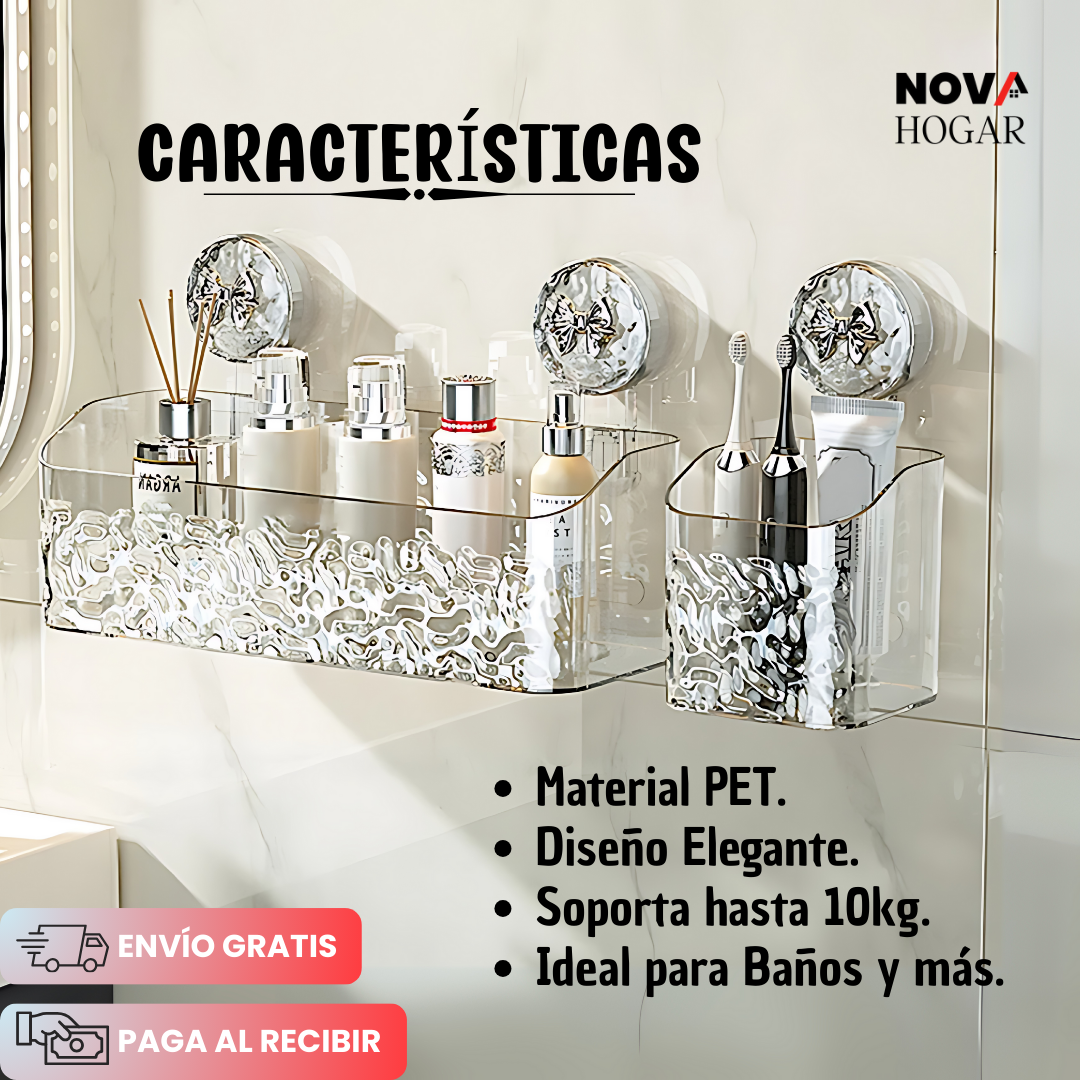 ClearWave™ Organizador de Baño con Ventosa