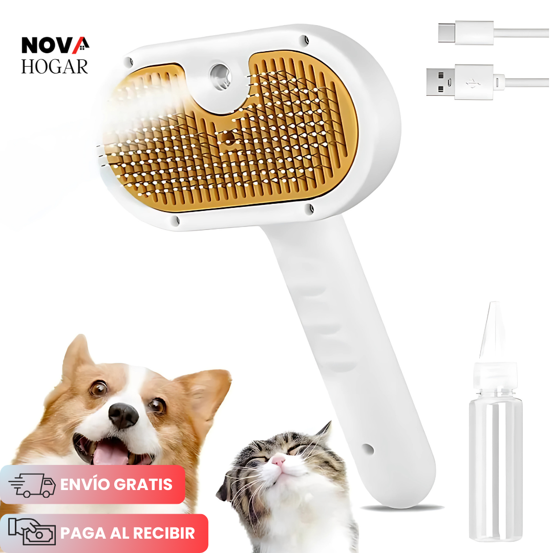 PuffPet™ Cepillo Autolimpiable para Mascotas con Vapor