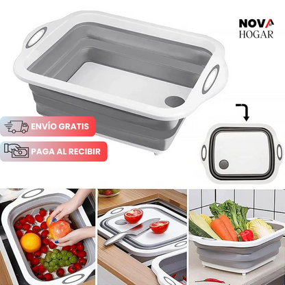 Set de Utensilios + Tabla 3 en 1: Mejora la Eficiencia y Belleza de tu Cocina