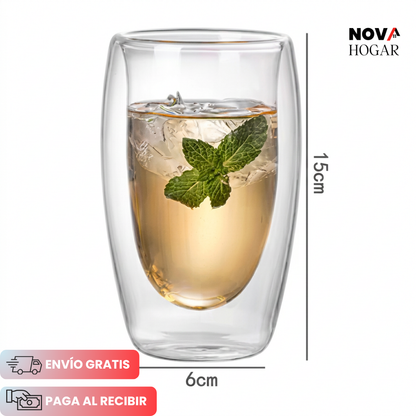 NovaBrew™ Set x4 Vasos de Cristal Doble 450ml
