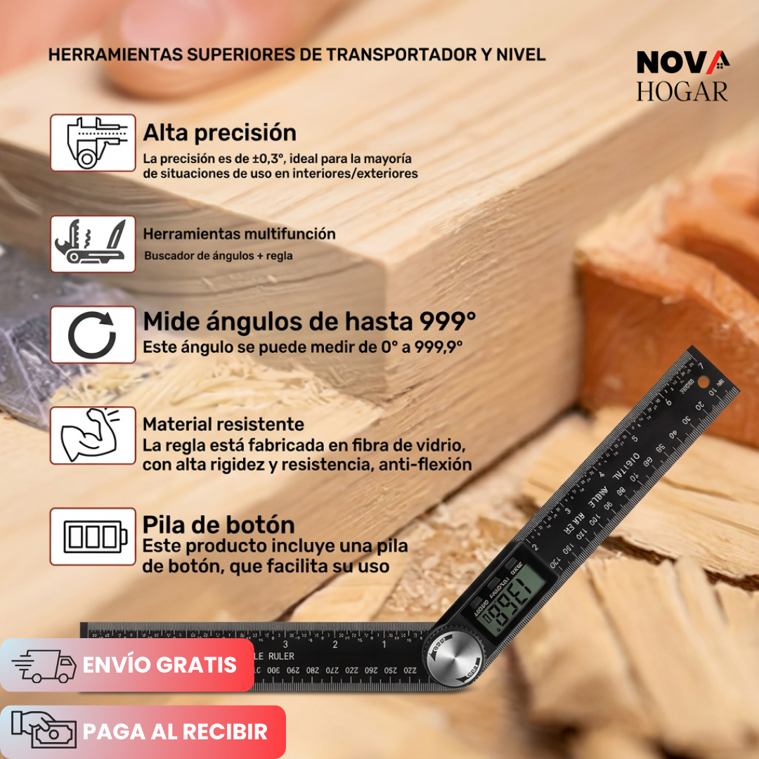 DigiAngle™ Regla para Ángulos con Pantalla LCD