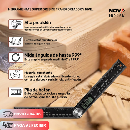 DigiAngle™ Regla para Ángulos con Pantalla LCD