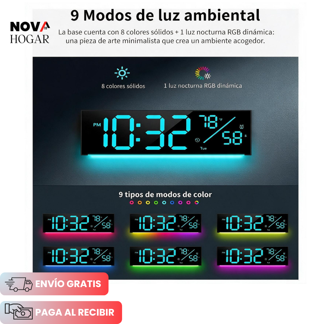 SmarTime™ Reloj Digital de Pared de Gran Tamaño