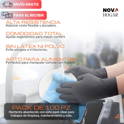 ArmorFlex™ Set x50 Guantes de Nitrilo Negro Ultra Resistentes