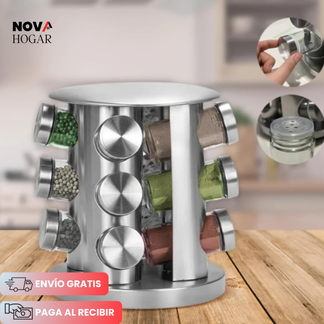 TasteTower™ Organizador de Especias Giratorio Premium