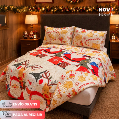 HolidayDream™ Set de Colcha Doble Faz Navideña