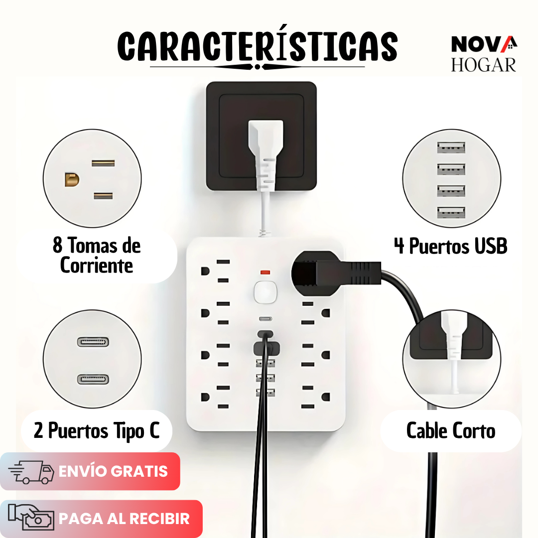 SafeCharge™ MultiToma 14 en 1 con Protección Avanzada