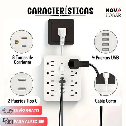 SafeCharge™ MultiToma 14 en 1 con Protección Avanzada
