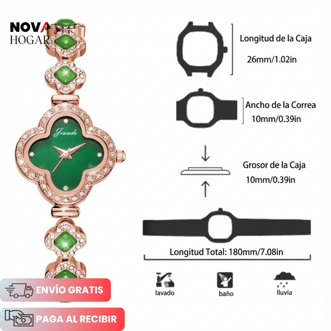 EmeraLuxe™ Reloj con Joyas de Alta Gama