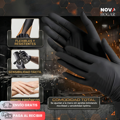 ArmorFlex™ Pack x50 Guantes de Nitrilo Negro Ultra Resistentes