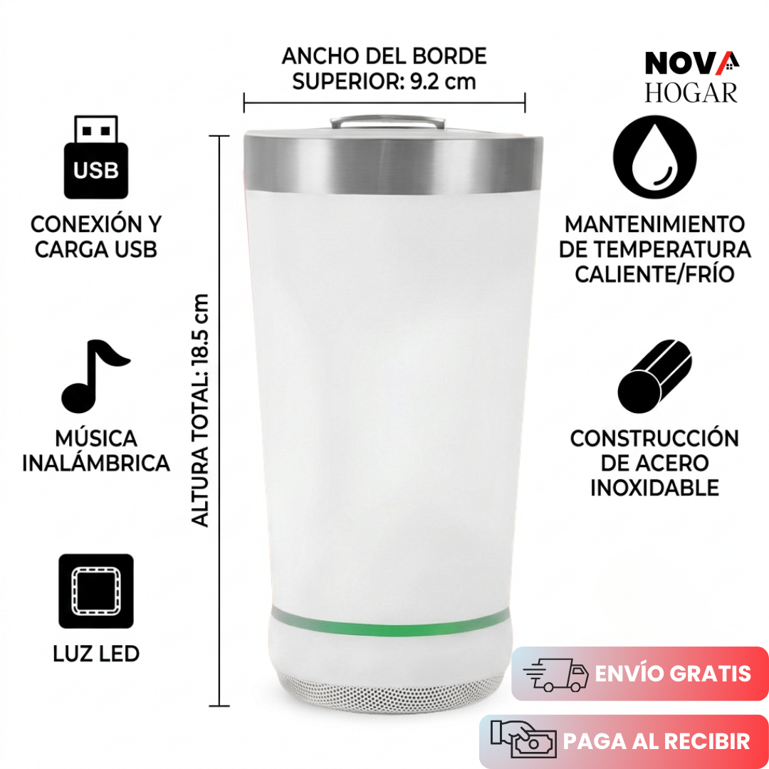 BeatSip™ Termo Con Parlante Bluetooth Integrado
