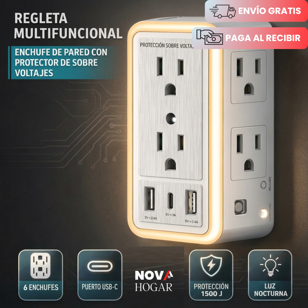 AuraHub™ Multitoma Inteligente con Luz Suave